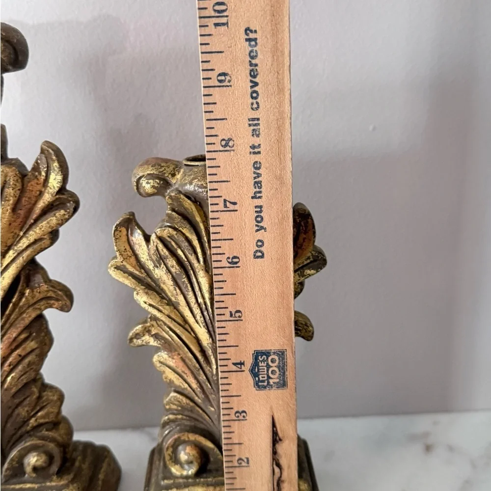 Elegant Gold Leaf Candle Holders a pair of vintage acanthus leaf
